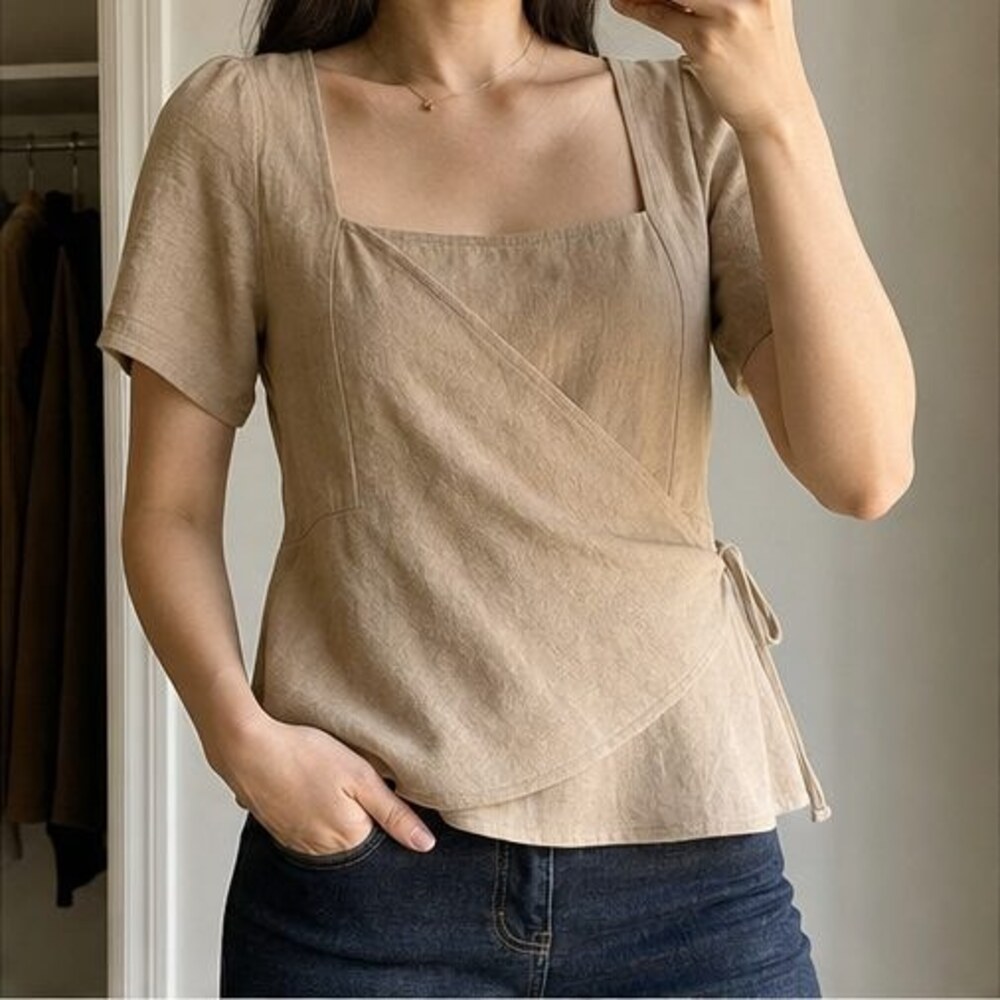 Camel Smocked Top - Picture 2 of 6